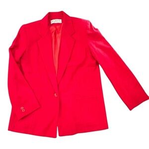 Vintage Dumas Women's 100% Wool Blazer Size 10 Red Jacket One Button USA Made‎